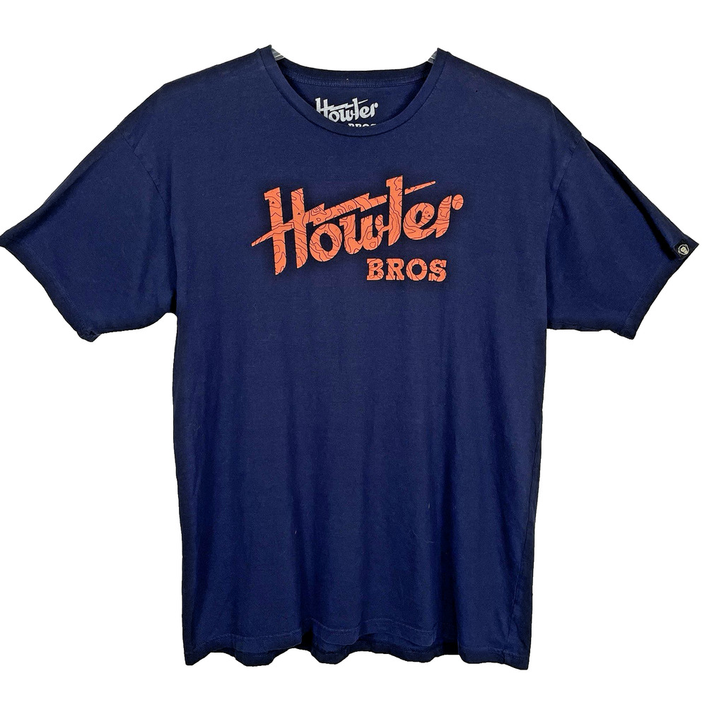 Howler Brothers Electric T Shirt Men's XL Navy Blue Large Spellout Casual FLAW